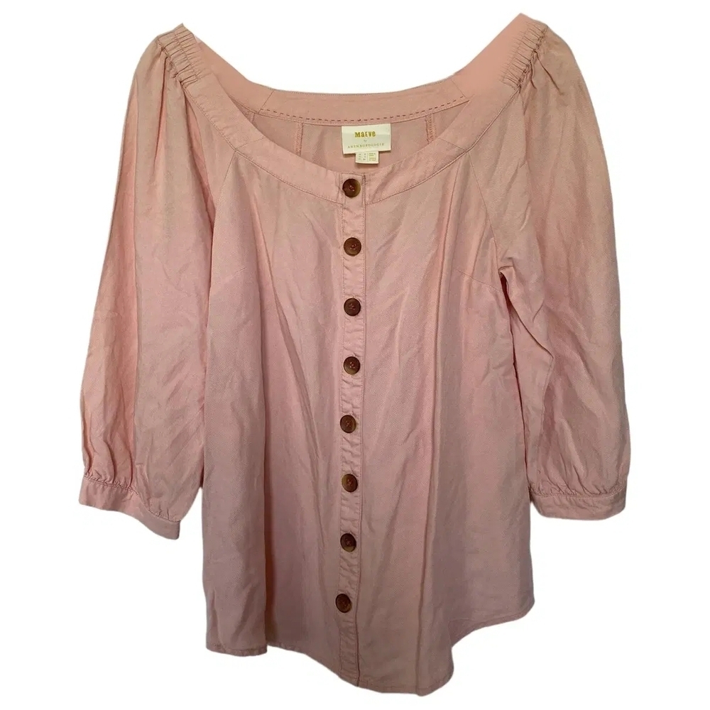 Anthropologie Pink Button-Down Blouse